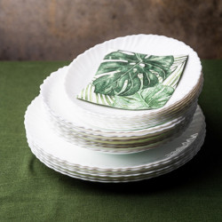 Комплект чинии Kinghoff KH 1875, 18 части, За 6 души, Порцелан, Бял