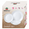 Kinghoff KH 1877 Dinner Set, 18-piece, Serves 6, Opal, Dishwasher Safe, White/Silver