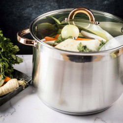 Κατσαρόλα Klausberg KB 7792, 7 l, 22 cm, Γυάλινο καπάκι, Πάτος πολλαπλών στρώσεων, Επαγωγή, Ανοξείδωτο ατσάλι/Ροζ χρυσό