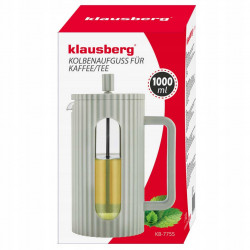 Klausberg KB 7755 French Press for Coffee/Tea, 1 L, Heat-Resistant Body, Glass, Mint