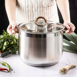 Κατσαρόλα Klausberg KB 7793, 8,6 l, 24 cm, Γυάλινο καπάκι, Πάτος πολλαπλών στρώσεων, Επαγωγή, Ανοξείδωτο ατσάλι/Ροζ χρυσό