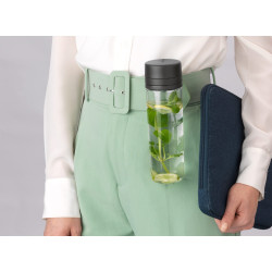 Brabantia Make&Take Bottle 1006278, 500 ml, With strainer, Spill-proof, Wide opening, Dark gray/transparent