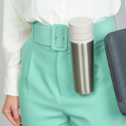 Brabantia Make&Take Insulated Bottle 1008488, 500 ml, Double-walled, BPA-free, Stainless Steel/Light Gray