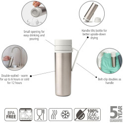 Термо бутилка Brabantia Make&Take 500ml Light Grey