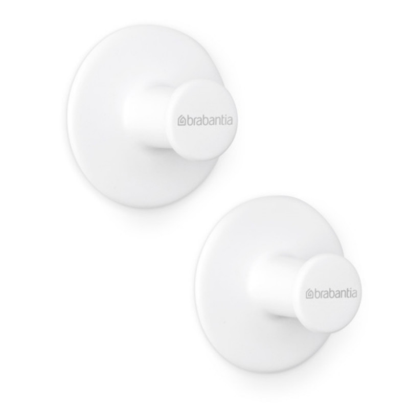 Set of 2 Brabantia ReNew 1003486 coat hooks, mounting kit included, up to 2 kg, white