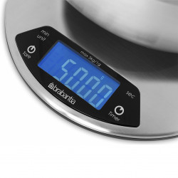 Кухненска везна Brabantia Profile Matt Steel, дигитална, с таймер, кръгла