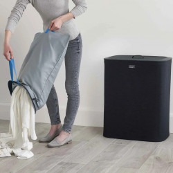 Joseph Joseph Joseph Tota 50004 szennyeskosár, 90 l, hordozható fogantyú, 2 rekesz, Fekete