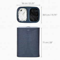 Joseph Joseph Tota Laundry Basket 50004, 90 L, Carrying Handles, 2 Compartments, Black