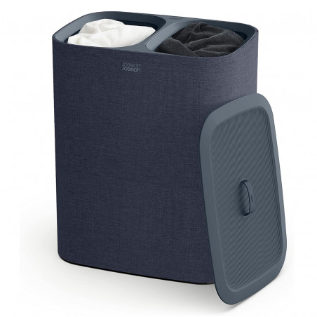 Joseph Joseph Tota Laundry Basket 50004, 90 L, Carrying Handles, 2 Compartments, Black