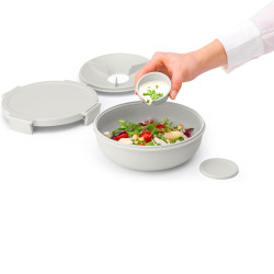 Salatiera Brabantia Make&Take 1006304, 1,3 L, Inchidere etansa, Fara BPA, Gri deschis