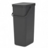 Brabantia Sort&Go 1004140 Recycling Bin, 40 L, Handle, Wall-mountable, Dark Gray