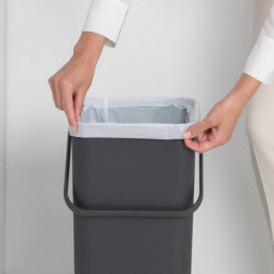 Brabantia Sort&Go 1004140 Recycling Bin, 40 L, Handle, Wall-mountable, Dark Gray