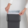 Brabantia Sort&Go 1004140 Recycling Bin, 40 L, Handle, Wall-mountable, Dark Gray