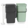 Brabantia Sort&Go 1005513 Recycling Bin, 2x12 L, Mounts on a kitchen cabinet door, Gray/Green