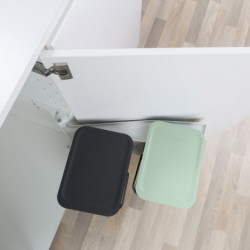 Brabantia Sort&Go 1005513 Recycling Bin, 2x12 L, Mounts on a kitchen cabinet door, Gray/Green