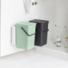 Set 2 cosuri de gunoi colectare selectiva Brabantia Sort&Go 1005513, 2x12 L, Montare pe usa dulapului, Gri/Verde