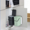 Set 2 cosuri de gunoi colectare selectiva Brabantia Sort&Go 1005513, 2x12 L, Montare pe usa dulapului, Gri/Verde