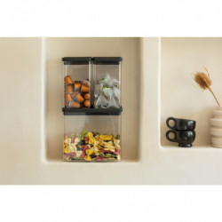 Κουτιά αποθήκευσης Brabantia Tasty+ Stackable 1008879, 2x1.6l+1x3.5l, BPA-free, Στεγανό κλείσιμο, Σκούρο γκρι