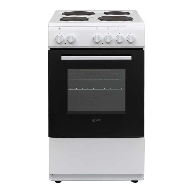 VOX EHB 5010 WG Stove, 8500 W, 55 L, Energy Class A, 4 electric burners, 3 functions, Up to 250°C, White