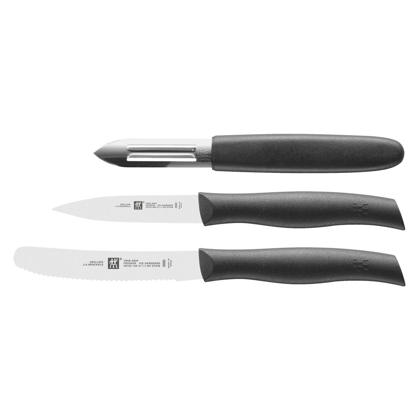Комплект за рязане и белене Zwilling TWIN Grip 38738000, 3 части, Неръждаема стомана 18/10, Остриета с FRIODUR ледено закаляване, Устойчиви на корозия ...