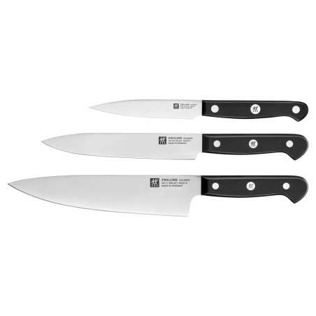 Комплект ножове Zwilling Gourmet 36130003, 3 бр, Неръждаема стомана, Закалени остриета, Черен