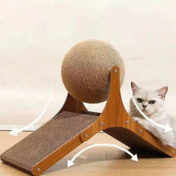 Scratcher pentru pisici cu bila rotativa JISADER 2950, Interactiv, Materiale naturale, Maro