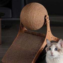 Scratcher pentru pisici cu bila rotativa JISADER 2950, Interactiv, Materiale naturale, Maro