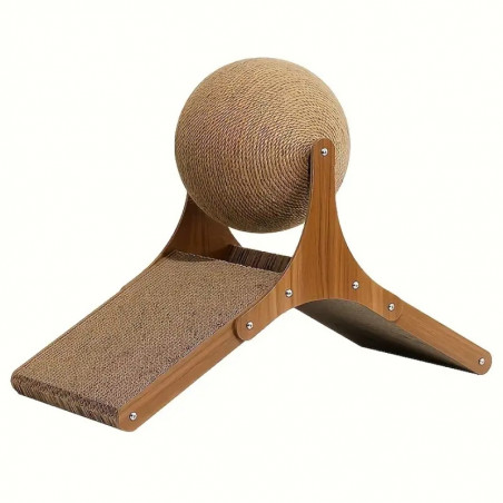 Scratcher pentru pisici cu bila rotativa JISADER 2950, Interactiv, Materiale naturale, Maro