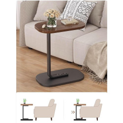 Kávéasztal MULTITABLE 4497, C-alakú, fémkeret, 22 kg-ig, barna/fekete