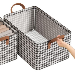 Tárolókosár CADDY 2514, 47x28x20 cm, összecsukható, fekete/fehér