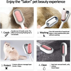 Χτένα για σκύλους και γάτες HAPPY PAWS 1924, 33x30x23 cm, Κατάλληλη για όλους τους τύπους τρίχας, Λευκό/Πράσινο