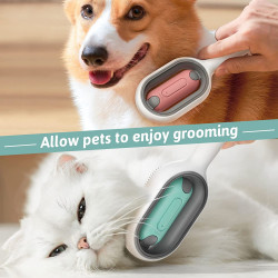 Pieptene pentru caini si pisici HAPPY PAWS 1924, 33x30x23 cm, Potrivit pentru toate tipurile de blana, Alb/Verde