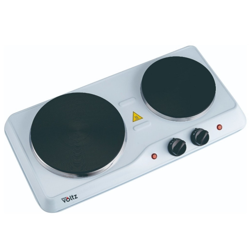 Oliver Voltz OV51445ND Double Electric Hot Plate, 2500W, 5 Settings, Indicator Light, White