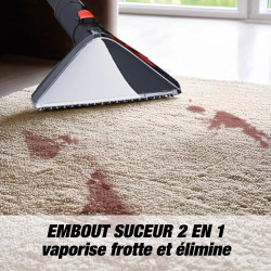 Aspirator pentru textil Techwood TAN-8005R, 185W, Li-Ion 220 mAh, Fara fir, Rezervor de apa curata si reziduala, Autonomie 40 min, 2 viteze, Negru/Rosu