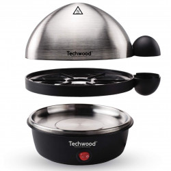 Fierbator pentru ouа Techwood TO-007, 350W, 7 oua, Functie de prajire pana la 4 ouăa, Alarma, Negru/Inox