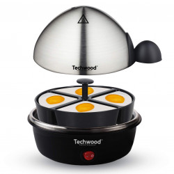 Fierbator pentru ouа Techwood TO-007, 350W, 7 oua, Functie de prajire pana la 4 ouăa, Alarma, Negru/Inox