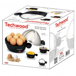 Яйцеварка Techwood TO-007, 350W, За 7 яйца, Аларма, Черен/инокс
