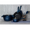 Royalty Line RL-BS1010M Cookware Set, Cast Iron, 10-Piece, Induction Compatible, Marble Finish, Blue
