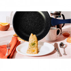 Royalty Line RL-BS1010M Cookware Set, Cast Iron, 10-Piece, Induction Compatible, Marble Finish, Blue