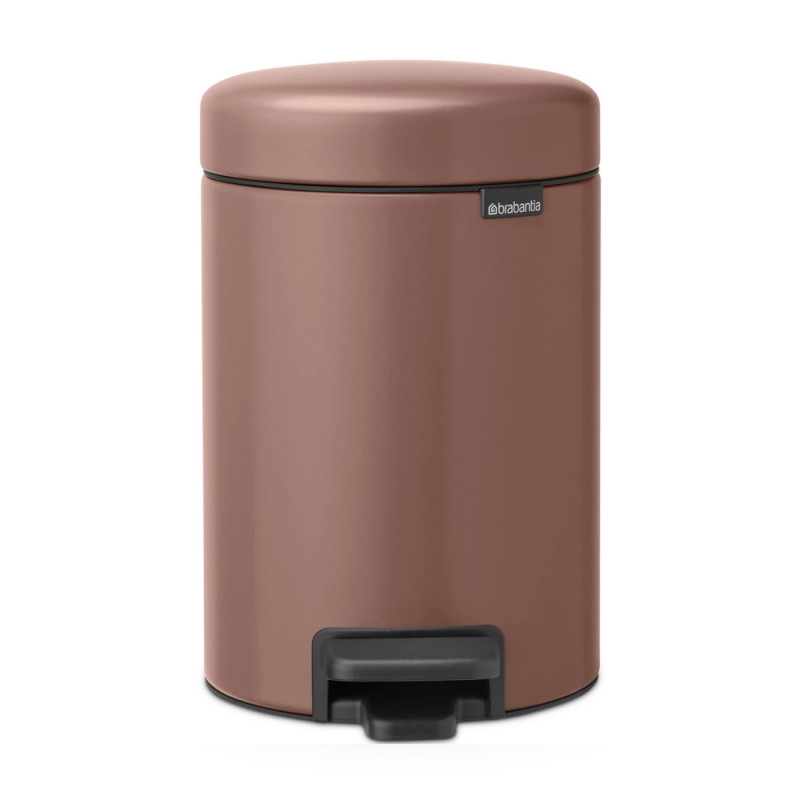 Cos de gunoi cu pedala Brabantia NewIcon 1008837, 3 L, Inchidere lina, Baza antiderapanta, Finisaj satinat, Maro