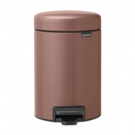 Κάδος με πεντάλ Brabantia NewIcon 1008837, 3 L, Ομαλό κλείσιμο, Αντιολισθητική βάση, Σατινέ φινίρισμα, Καφέ