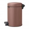 Cos de gunoi cu pedala Brabantia NewIcon 1008837, 3 L, Inchidere lina, Baza antiderapanta, Finisaj satinat, Maro