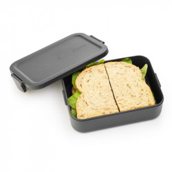 Brabantia Make&Take Food Container 1006281, 1.1 L, Snap-on Lids, BPA-Free, Dark Gray