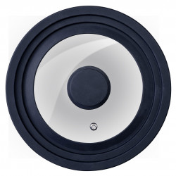 Καπάκι Universal Fackelmann 688655, Κατάλληλο για πιάτα με διάμετρο 16/18/20 cm, Γυαλί + σιλικόνη, Συμβατό με πλυντήριο πιάτων, Μαύρο