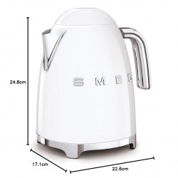 Ηλεκτρικός βραστήρας SMEG KLF03WHEU, 2400W, 1.7 l, Ανοξείδωτο, Πλένεται το φίλτρο, Αυτόματη απενεργοποίηση, Λευκό