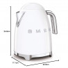 Fierbator electric SMEG KLF03WHEU, 2400W, 1.7 l, Oțel inoxidabil, Filtru lavabil, Auto. off, Alb
