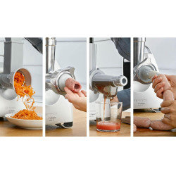 Húsdaráló Bosch MFW68660, 2200W, paradicsom és kolbász tartozék, fordított, 4,3 kg/perc, Inox