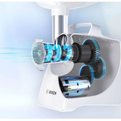 Mașină de tocat carne Bosch MFW68660, 2200W, atașament pentru roșii și cârnați, invers, 4,3 kg/min, Inox