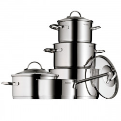 Set oale cu capac si cratita WMF Provence Plus 5, 9 piese, Otel inoxidabil 18/10, Fund multistrat TransTherm, Inductie, Argintiu