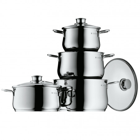 Set oale WMF Diadem Plus Kochgeschirr, 8 piese, Otel inoxidabil 18/10, Fund TransTherm multistrat, Inductie, Argintiu
